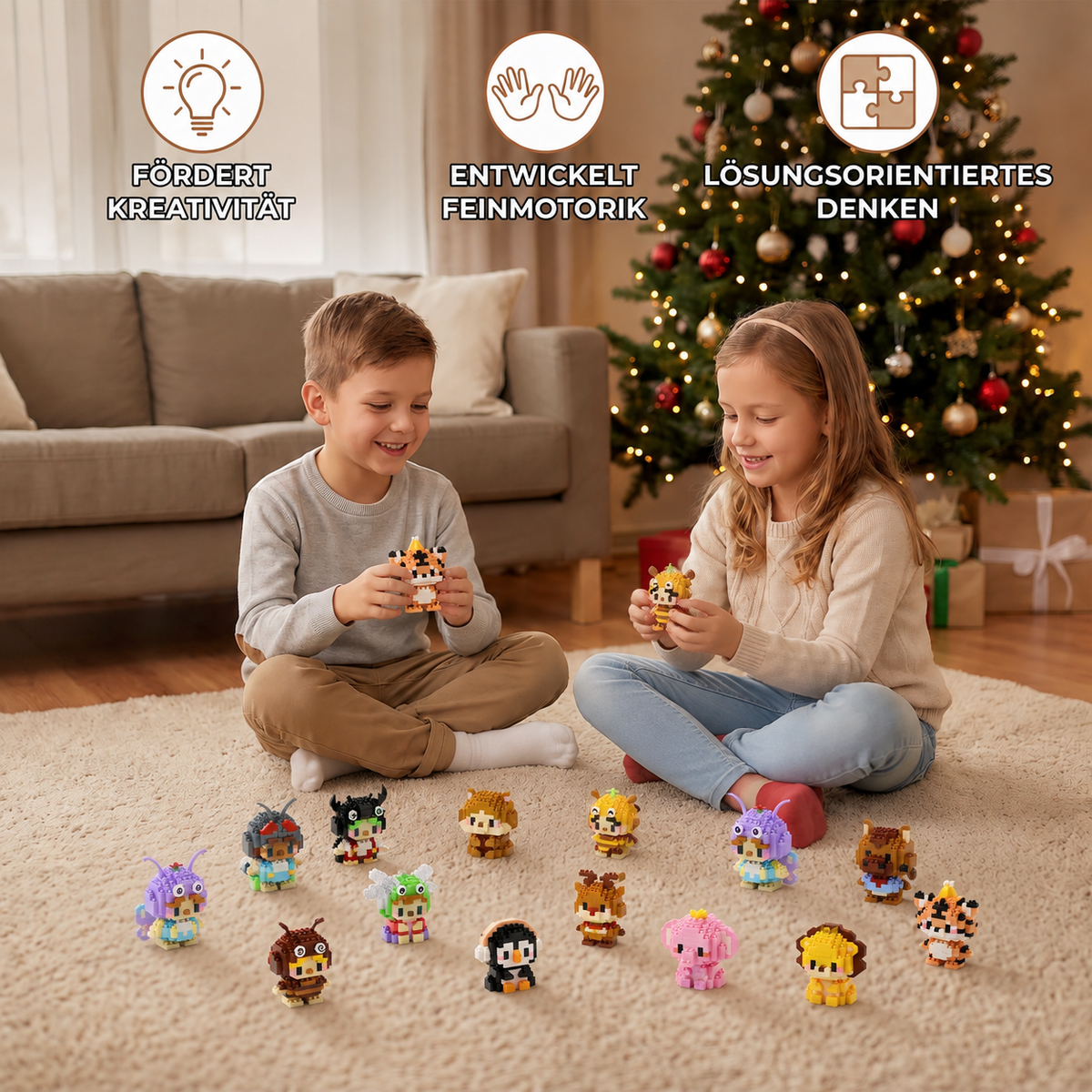 Calendrier de l'Avent Animaux en Blocs – 24 Jours de Figurines Adorables