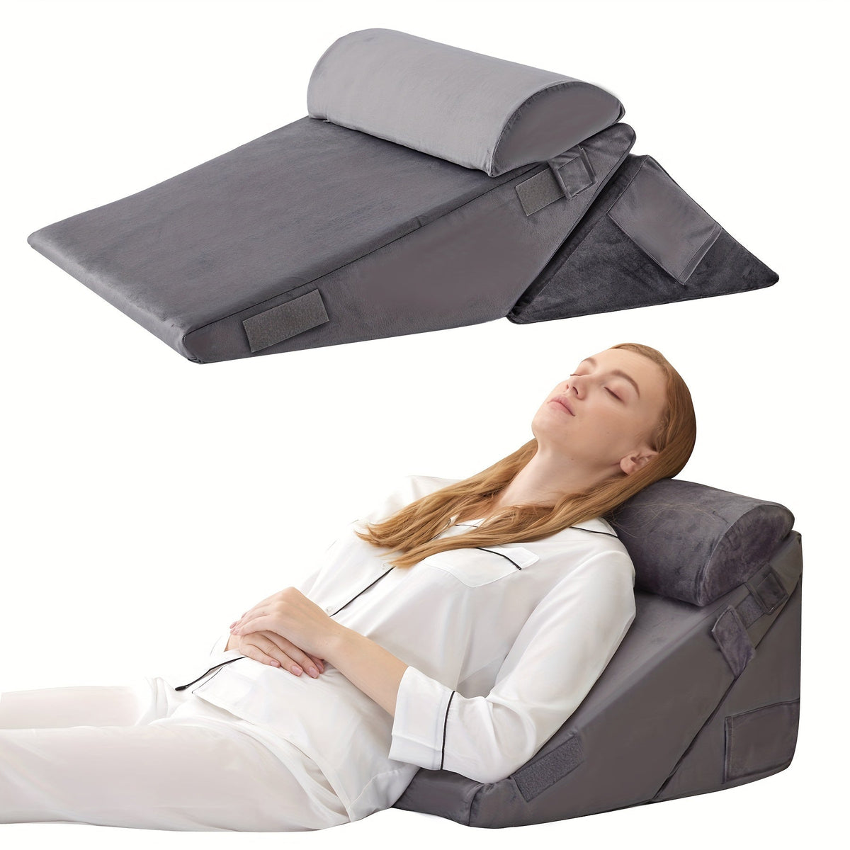 Coussin en Équerre Ajustable pour Lit – Soutien Premium en Mousse à Mémoire pour le Dos, les Jambes et les Genoux | Sansoti