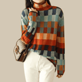 Pull col roulé en patchwork pour femmes
