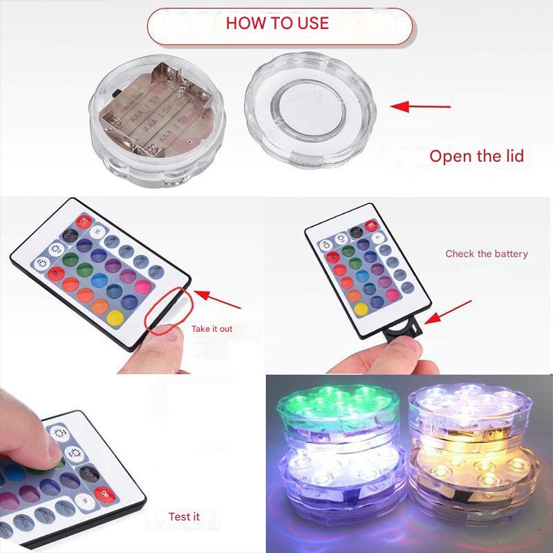 Lampe LED sous-marine étanche avec télécommande - GlowRipple