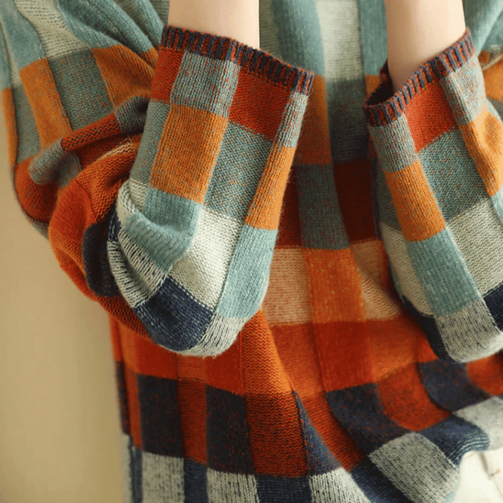 Pull col roulé en patchwork pour femmes
