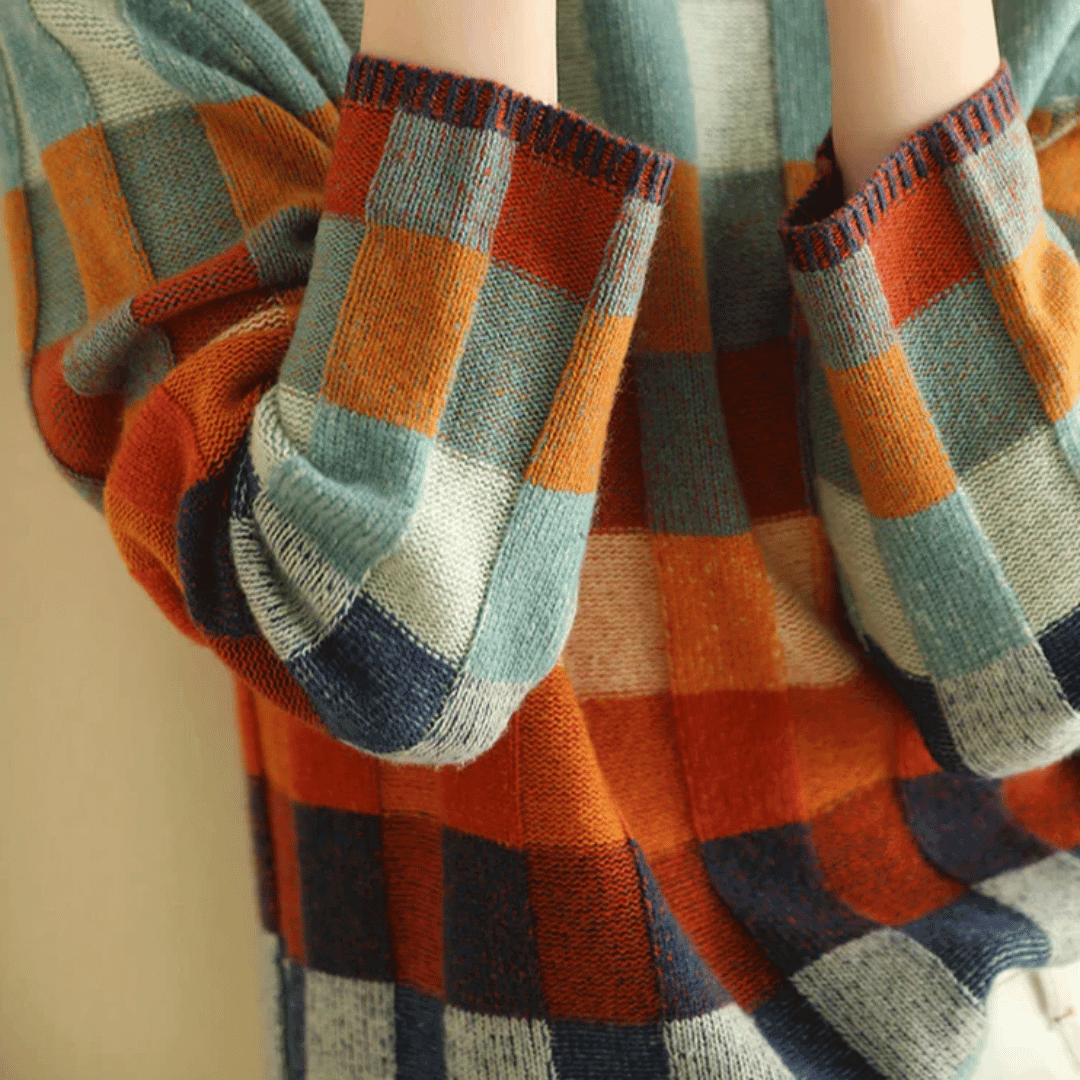 Pull col roulé en patchwork pour femmes