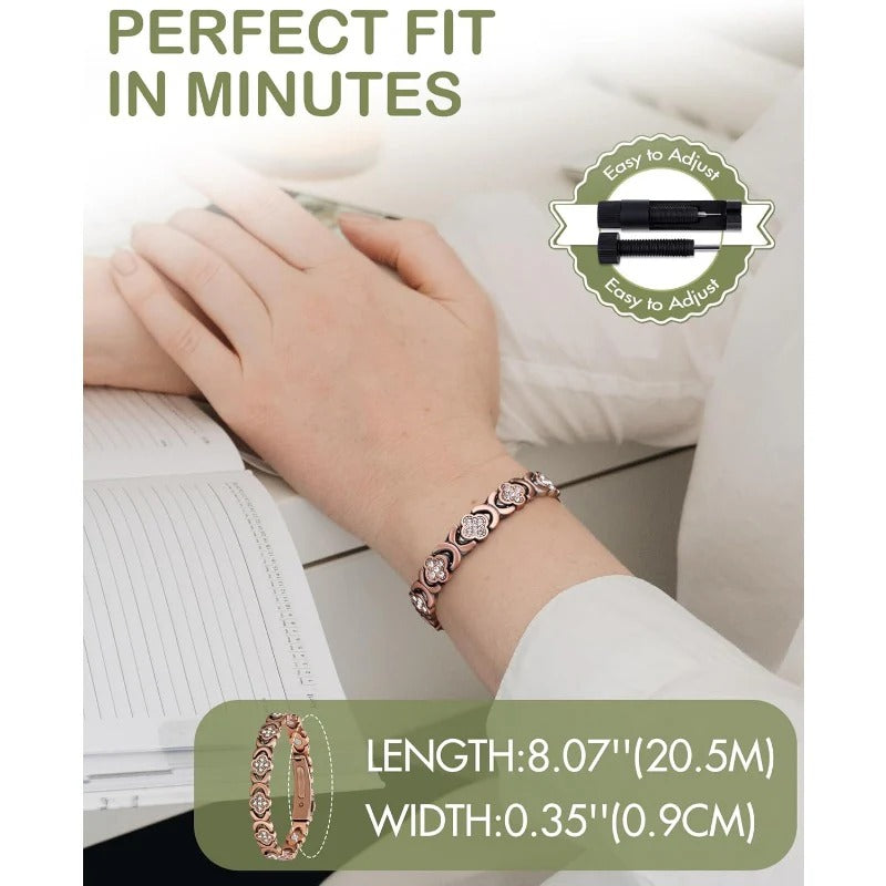 Bracelet Magnétique en Cuivre GlamClover Infinity Clover avec Ajusteur