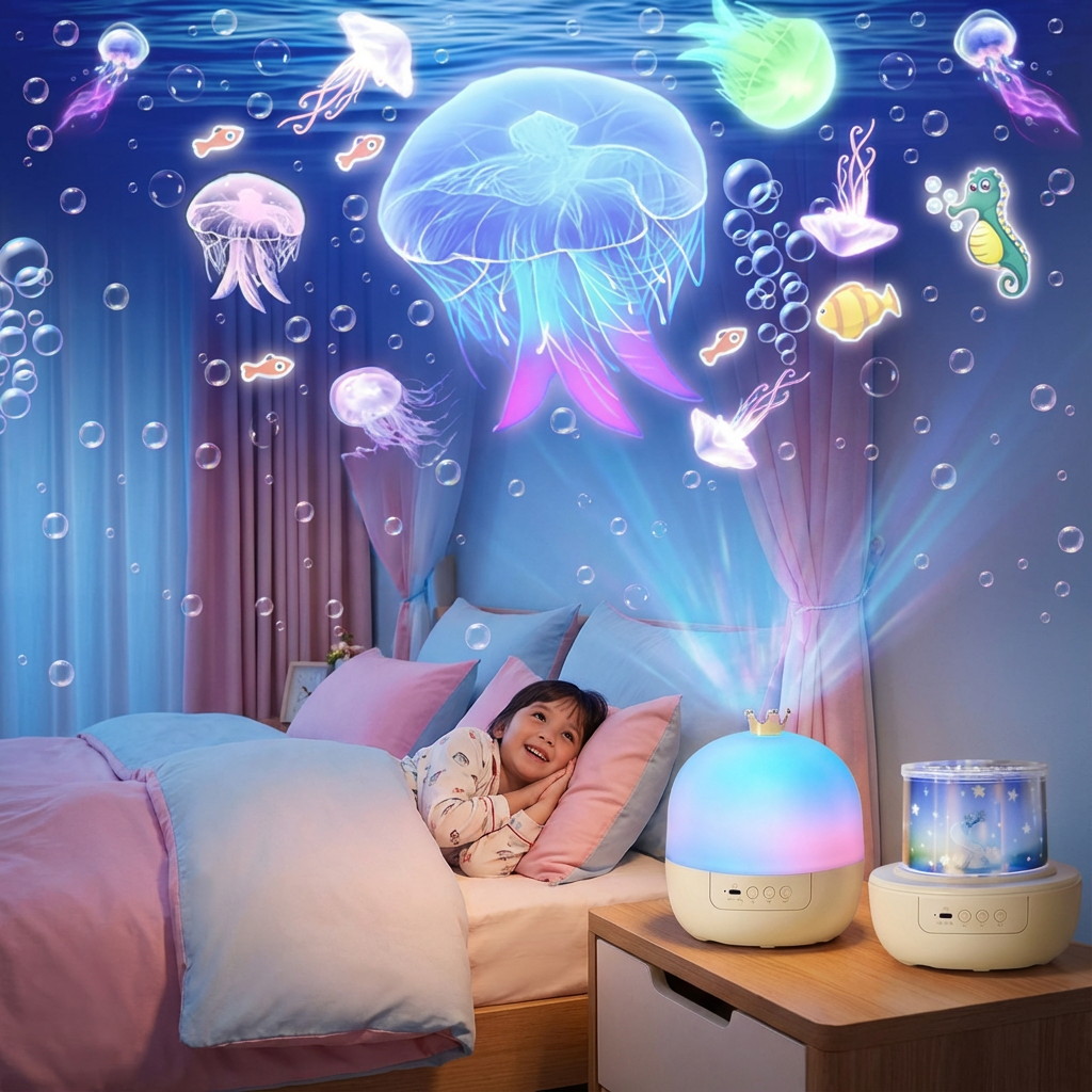 Lampe de nuit et projecteur 2-en-1 pour enfants