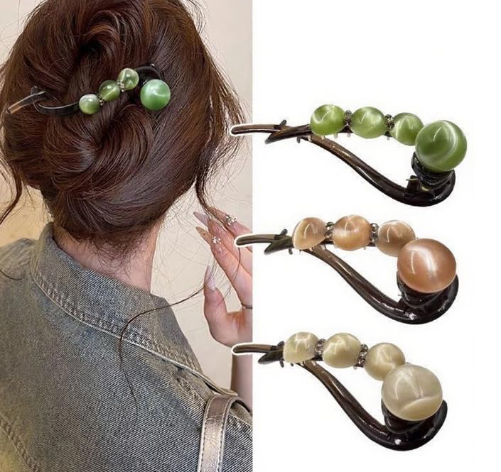 Élégant Clip à Cheveux en Perles de Rose Tordue