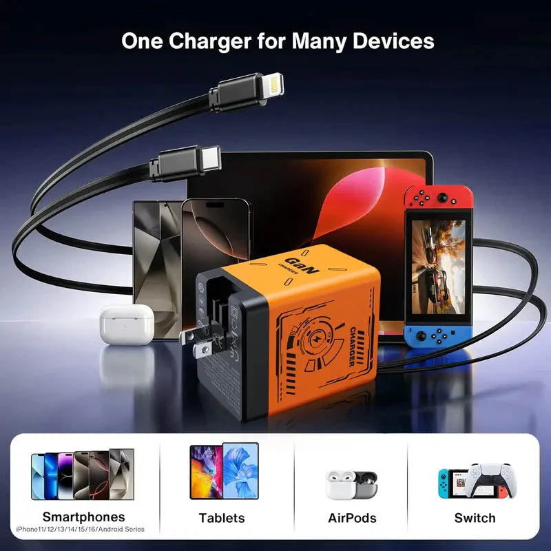 GaNPro Chargeur Rapide Rétractable Cube 45W