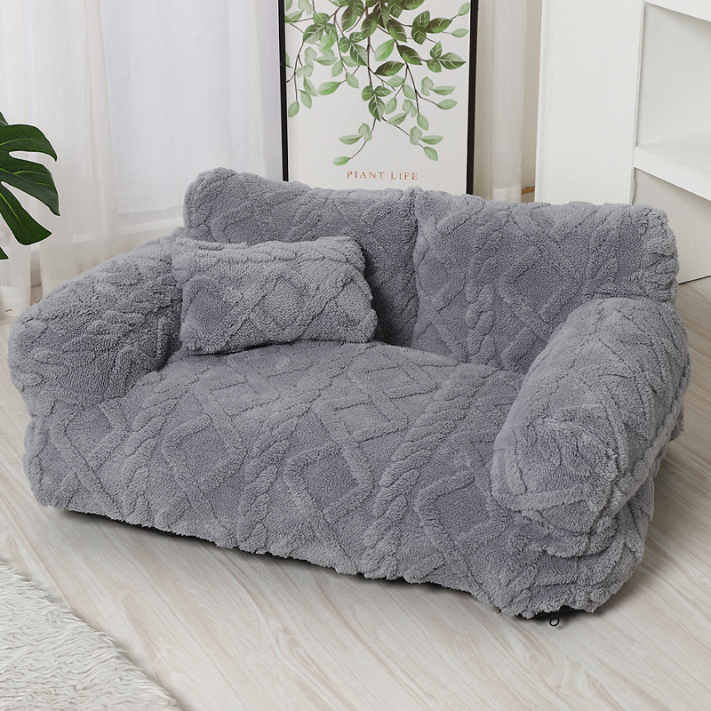 Lit pour chien en canapé confortable avec bord surélevé – Design en peluche douce
