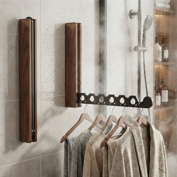 Support de vêtements mural en bois gain de place – Design pliable
