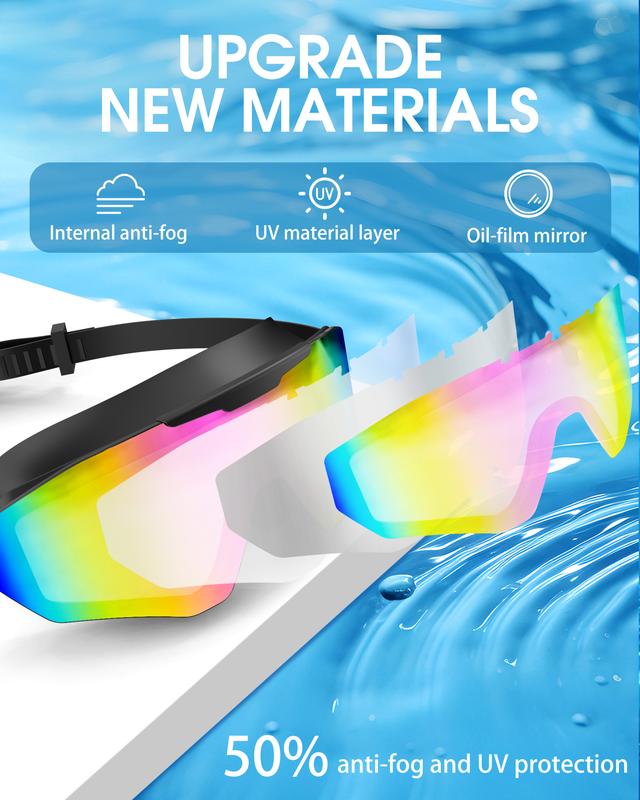 Lunettes de Natation Panoramiques Anti-Buée avec Bouchons d'Oreilles & Clip Nasal