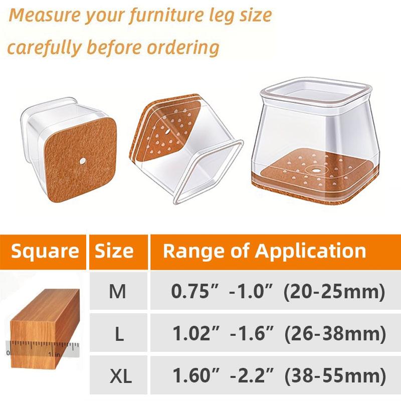 Capsules de jambes de chaise en silicone transparent avec patins en feutre intégrés