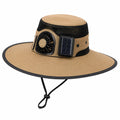 Chapeau à Large Bord avec Ventilateur Solaire, Bandeau Ajustable, Chapeau de Soleil Protecteur UV