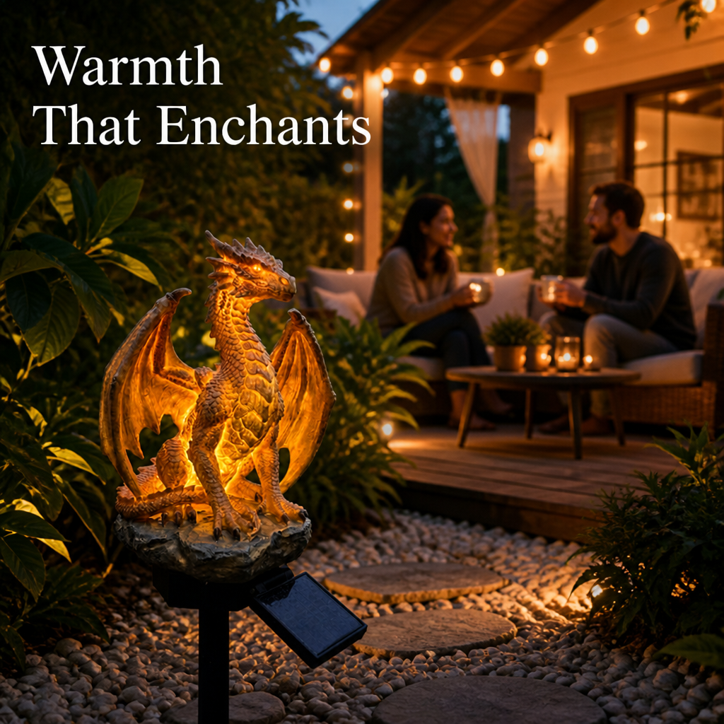 EmberMyst™ Dragon Sentinel — Enflammez vos nuits avec la magie cosy alimentée par le soleil