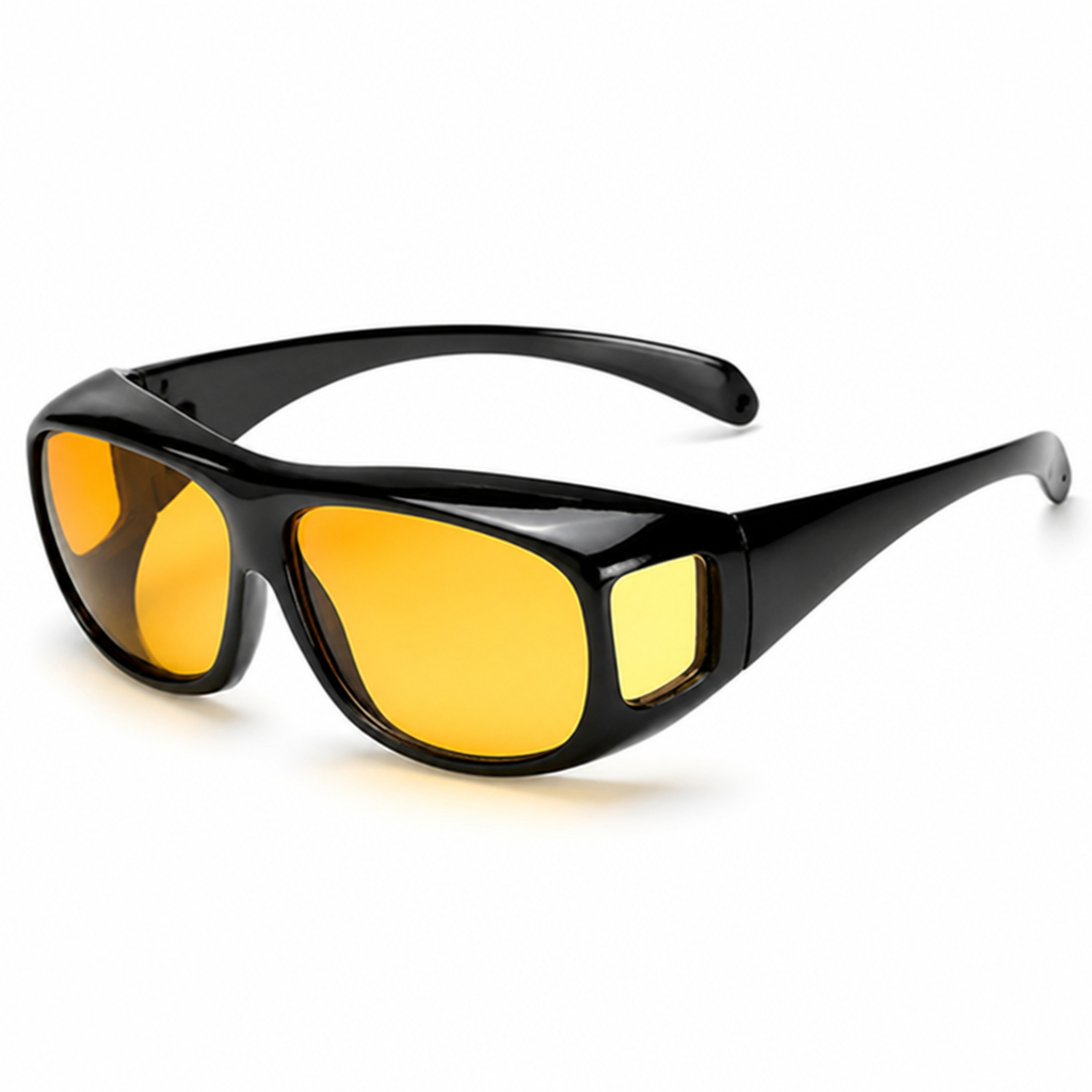 Lunettes de conduite nocturne anti-éblouissement jaunes (se portent par-dessus les lunettes)