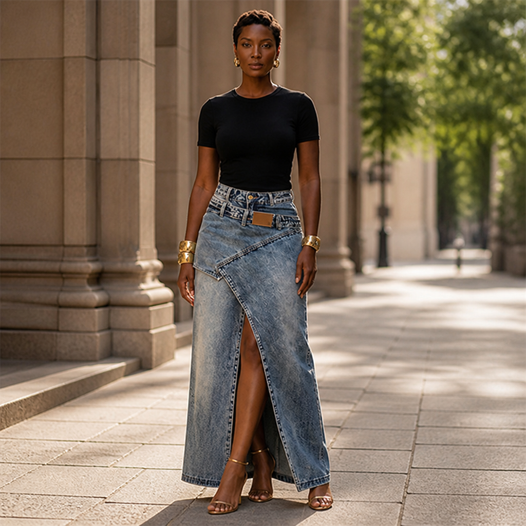 Jupe Maxi SuraDenim™ — Commandez Chaque Salle avec Confiance, Élégante et Sans Effort