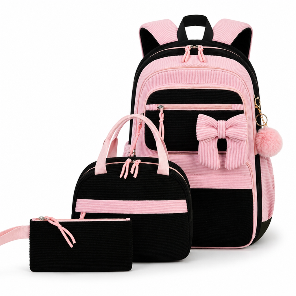 Sac à dos en velours côtelé prêt pour ordinateur portable (ensemble de 3)