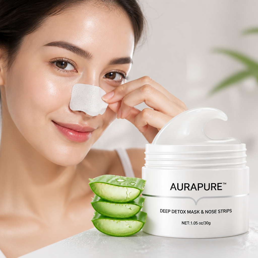 Masque Détox Profond AuraPure™ & Bandes Nasales — Déverrouillez une Peau Radieuse et Douce comme de la Soie que Vous ne Pouvez Pas Résister à Toucher