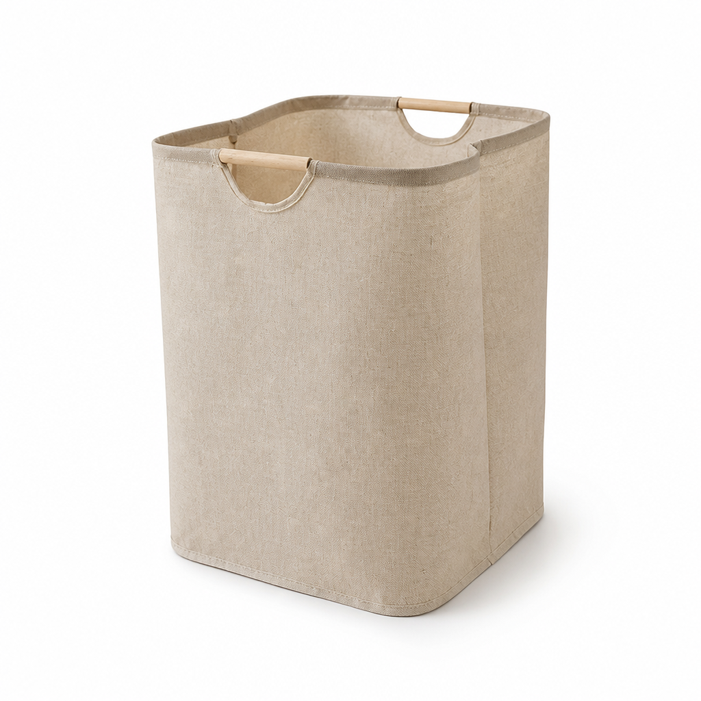 Panier à linge pliable en coton-lin gain de place