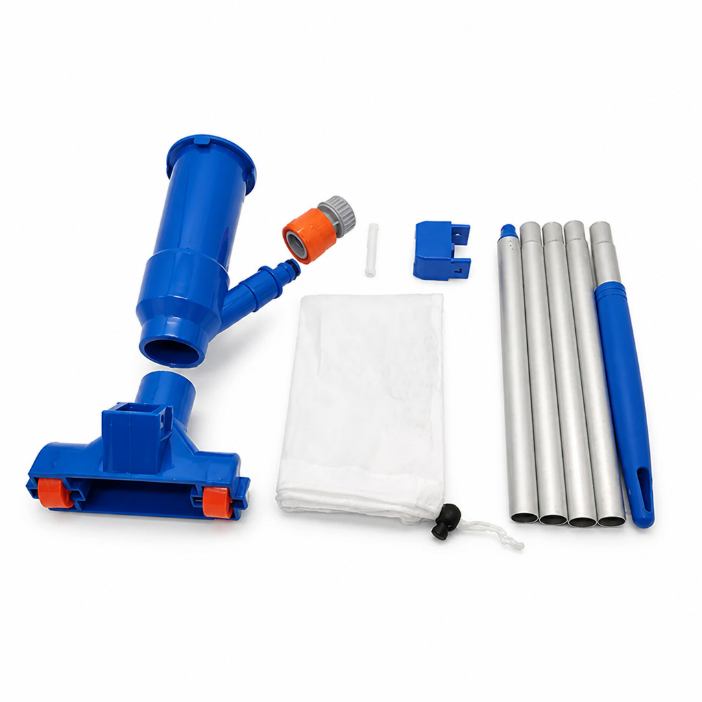 Aspirateur de piscine Venturi alimenté par tuyau (pôle de 5 sections et sac en maille)