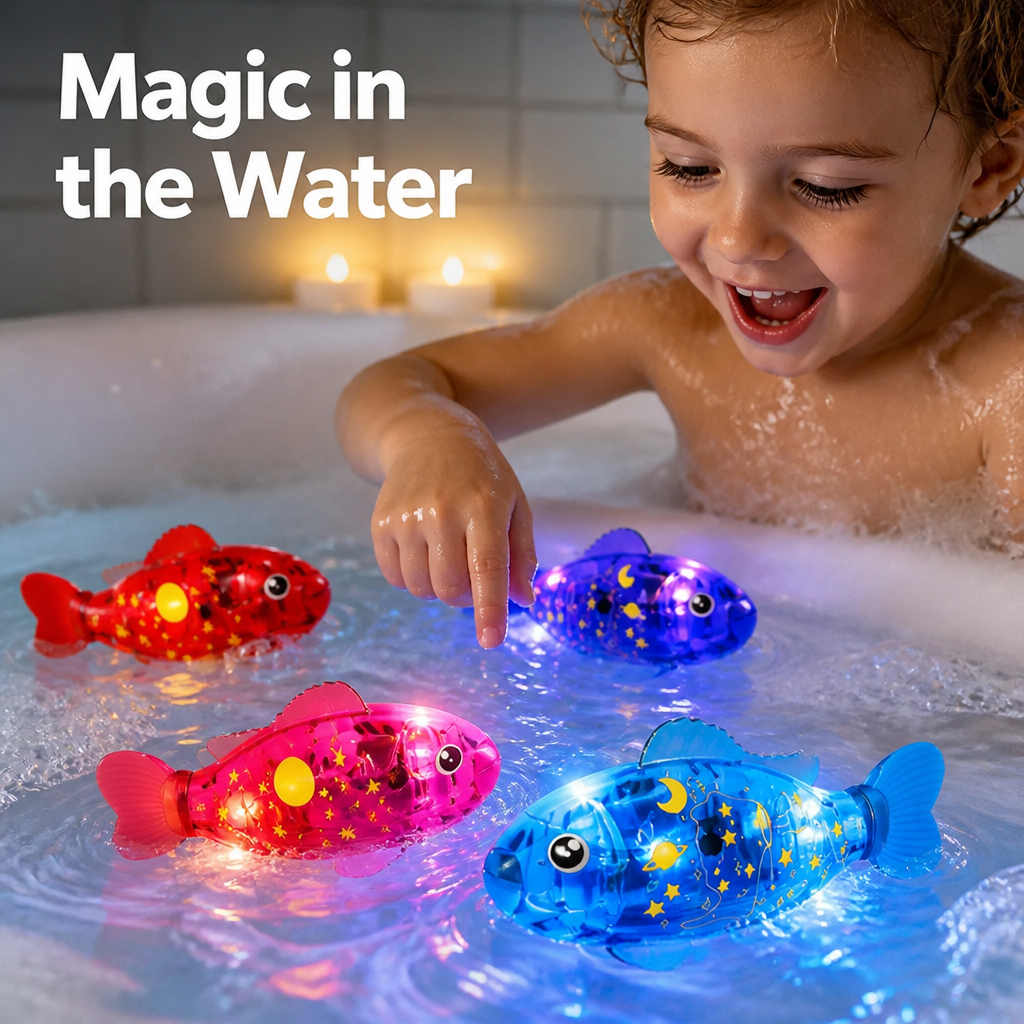 AquaGlim™ 4-pcs — Transformez le temps du bain en lumière magique et en rires