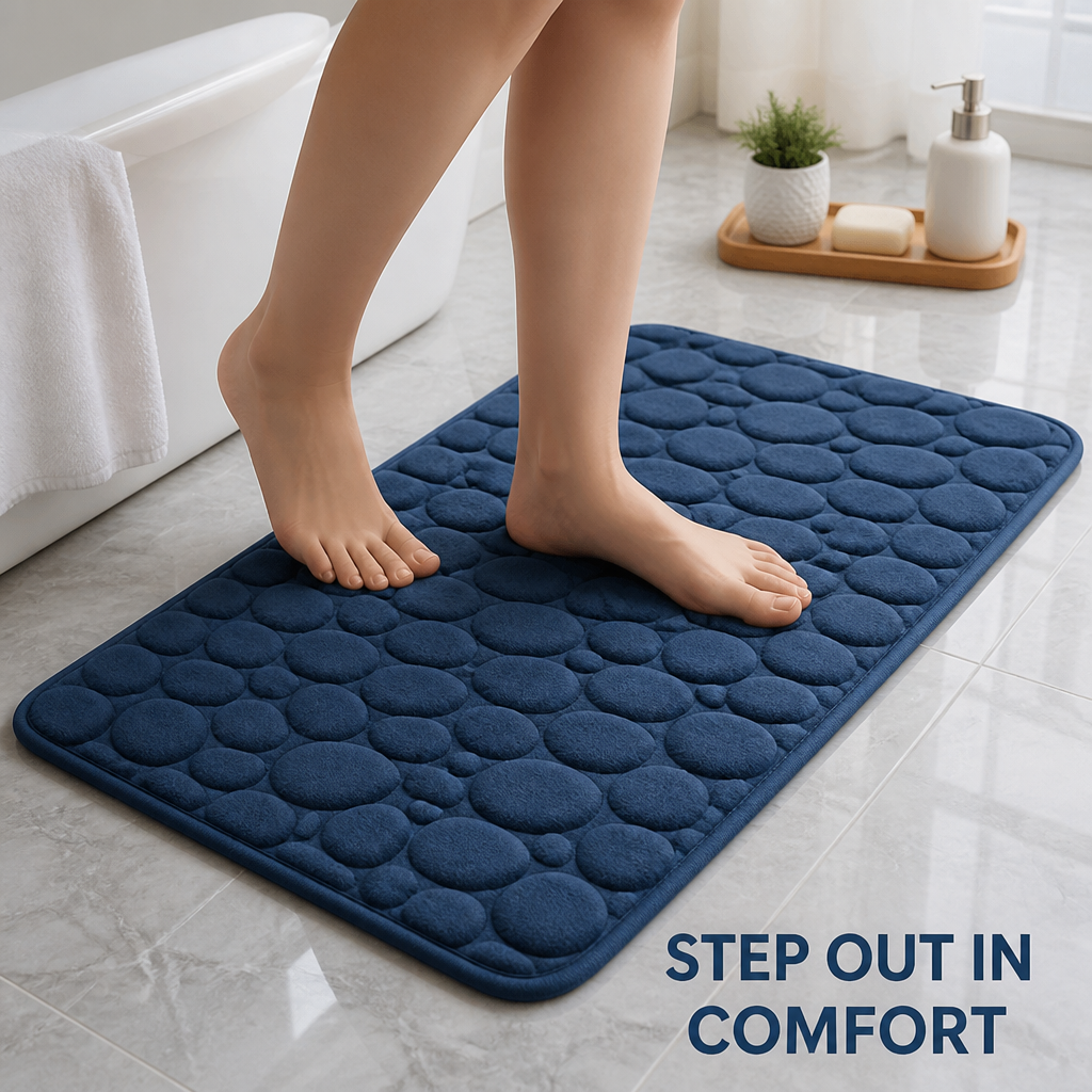 AquaLuxe™ Tapis de Bain en Mousse Mémoire — Entrez dans la Chaleur Instantanée et le Confort Antidérapant à Chaque Douche