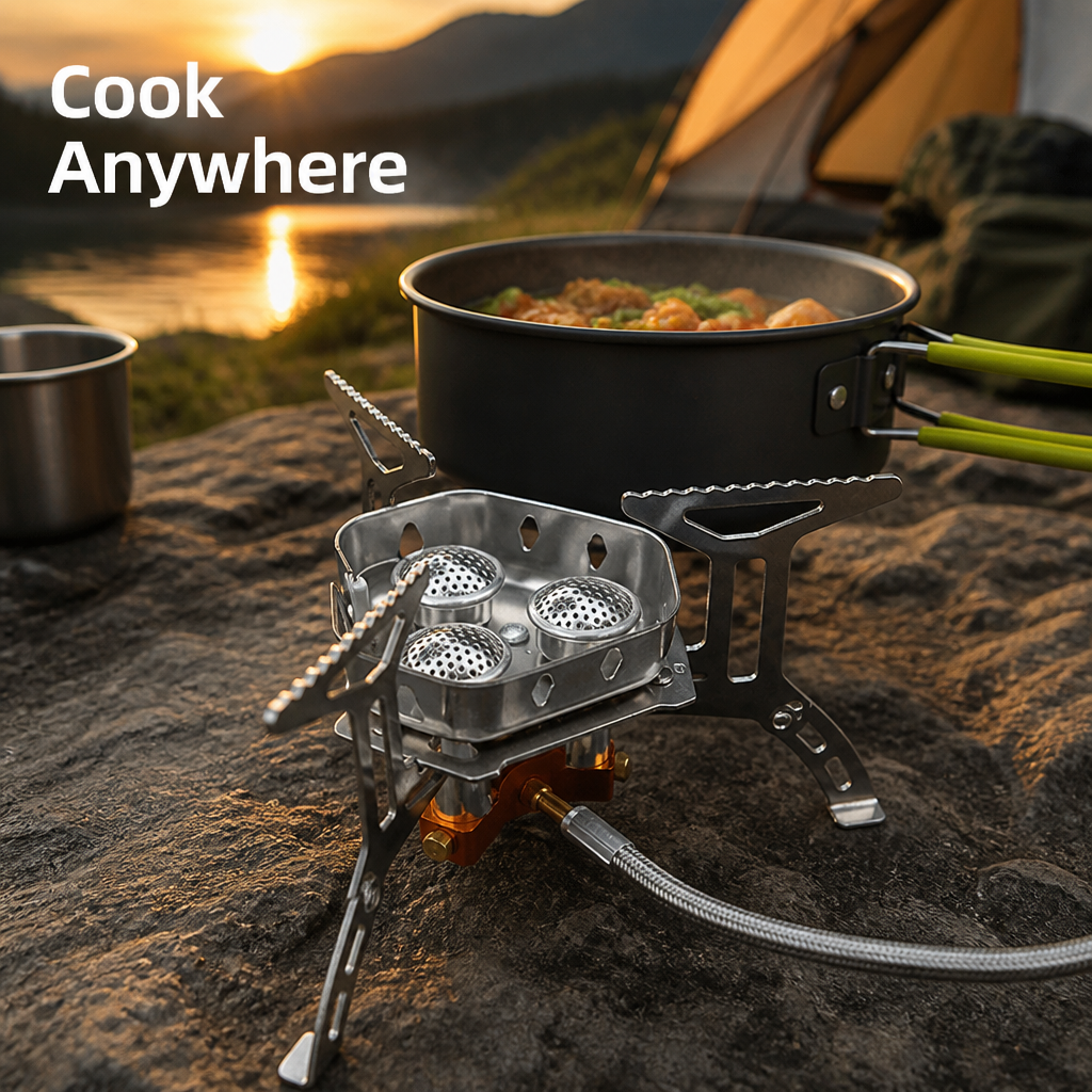 Réchaud de Camping BlazeRoam™ 5800W — Allumez la Liberté et Nourrissez Vos Aventures les Plus Sauvages Plus Rapidement
