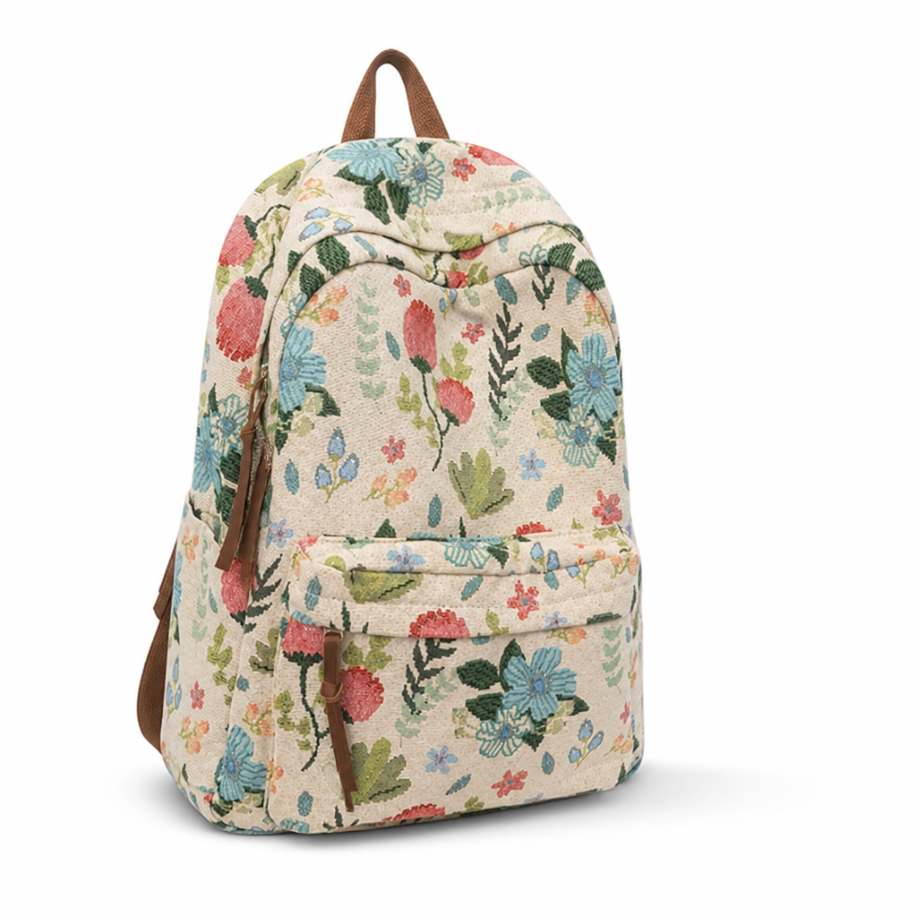 Sac à Dos Vintage Floral Grande Capacité (École & Voyage)