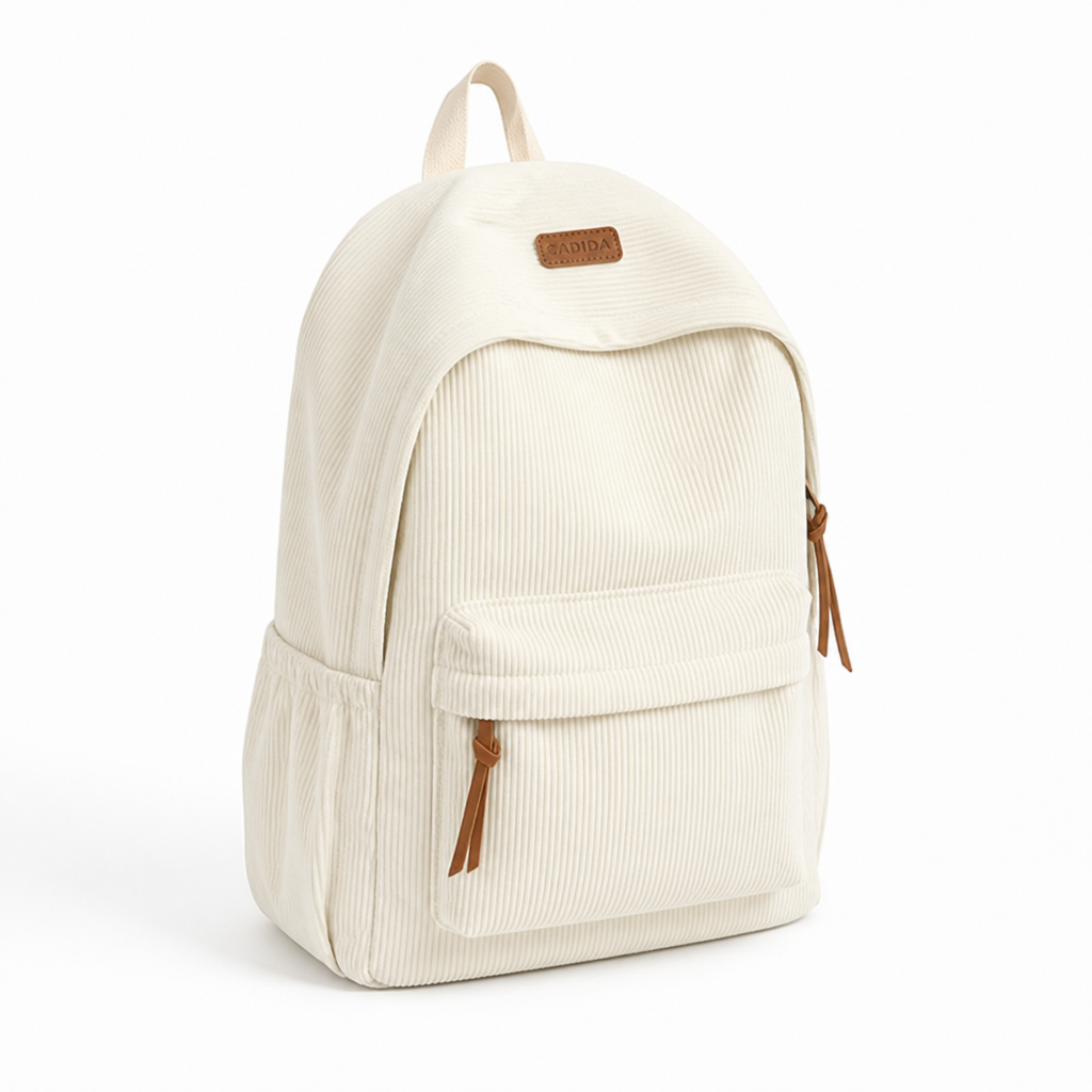 Sac à dos minimaliste en velours côtelé de grande capacité