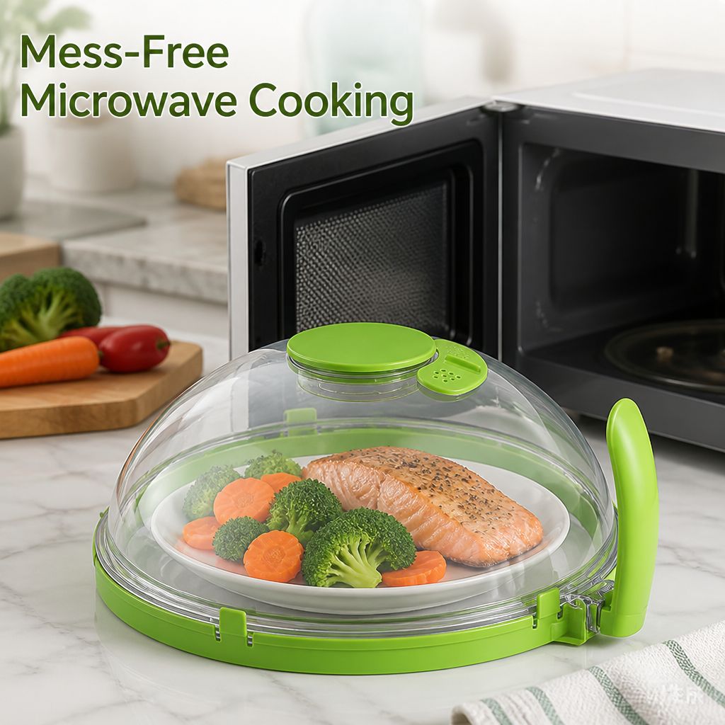 Splatteriva™ Micro-ondes Transparent 10" — Conservez les Nutriments et Évitez le Désordre pour des Repas Plus Sains et Savoureux à Chaque Fois