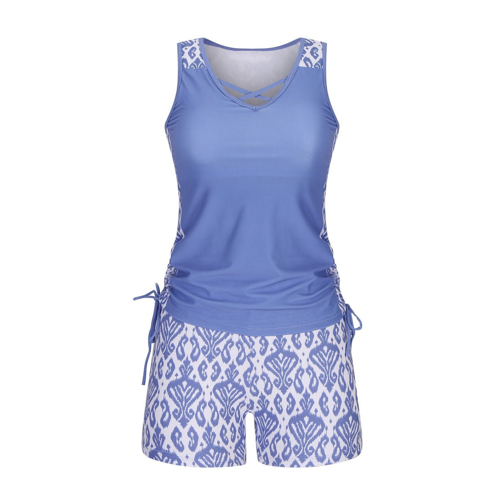 Ensemble de Tankini pour femmes Luxlue avec contrôle du ventre et soutien-gorge intégré – Maillot de bain Boho sculptant avec shorts