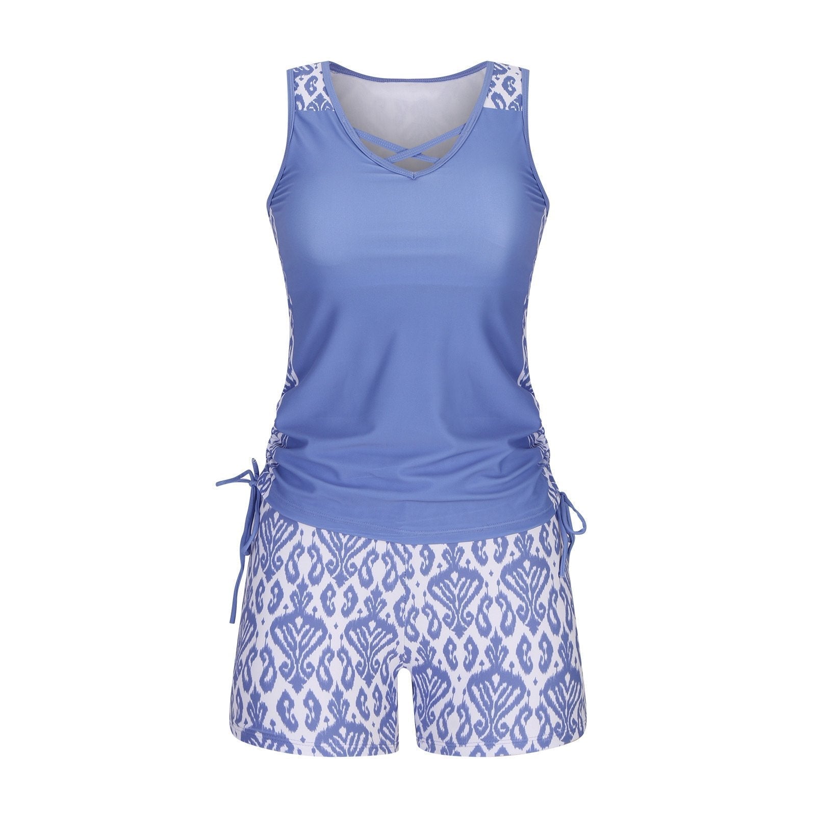 Ensemble de Tankini pour femmes Luxlue avec contrôle du ventre et soutien-gorge intégré – Maillot de bain Boho sculptant avec shorts