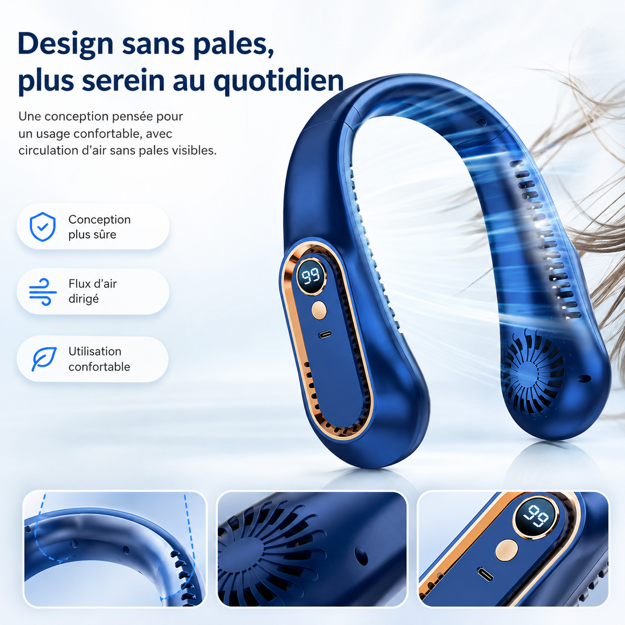 Ventilateur de cou - silencieux & portable