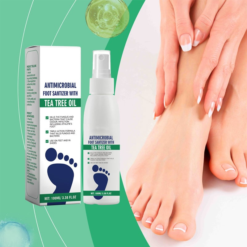 Spray pour les pieds à l'huile d'arbre à thé avec propriétés antimicrobiennes