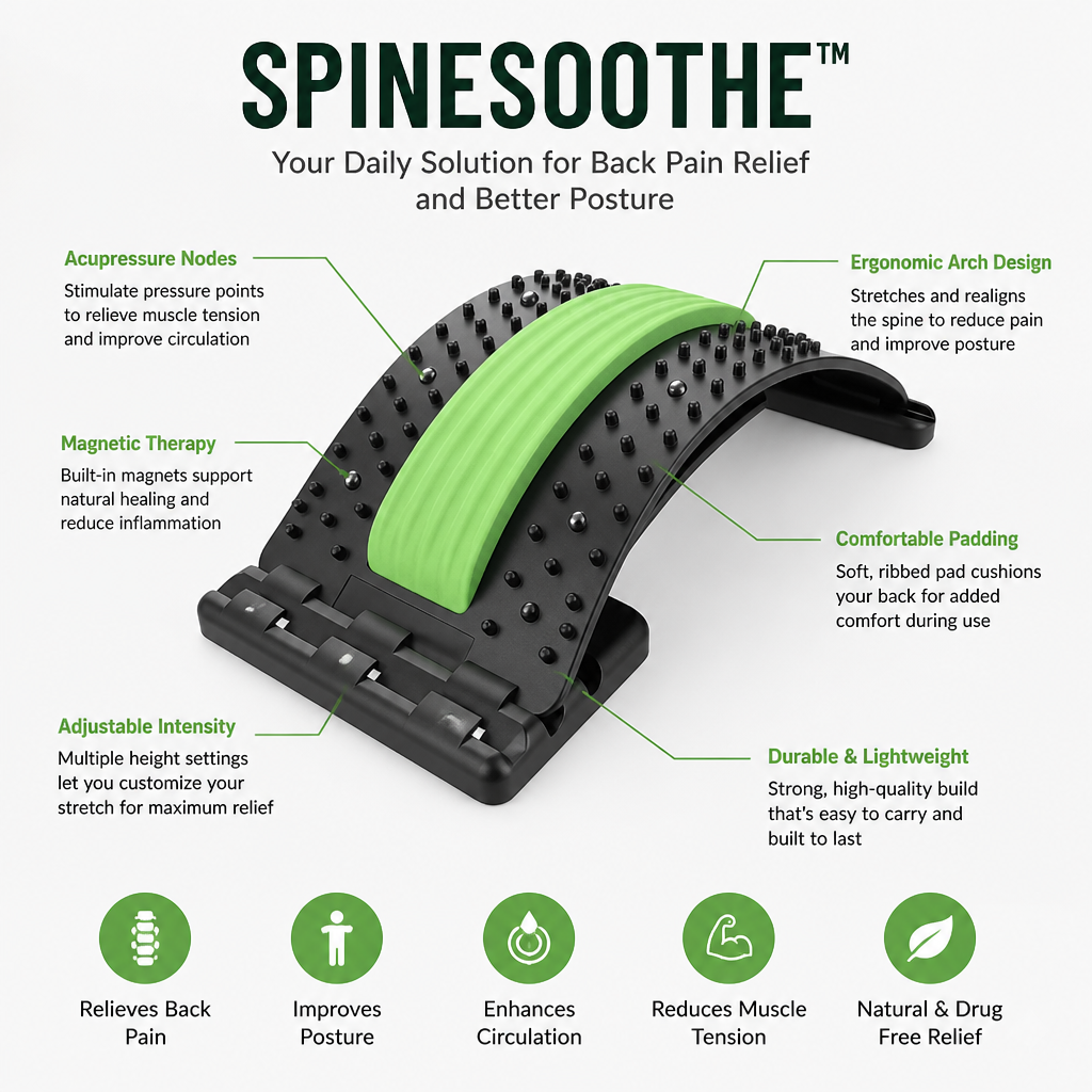 SpineSoothe™ — Déverrouillez une Liberté Durable contre la Douleur et la Raideur du Dos