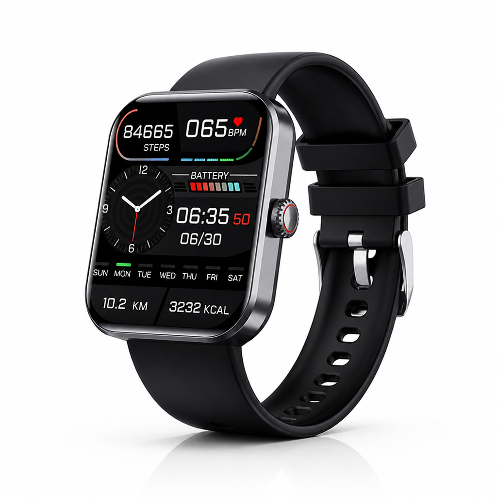 Suivi de Glucose Non-Invasif & Montre Intelligente avec Batterie de 5 Jours