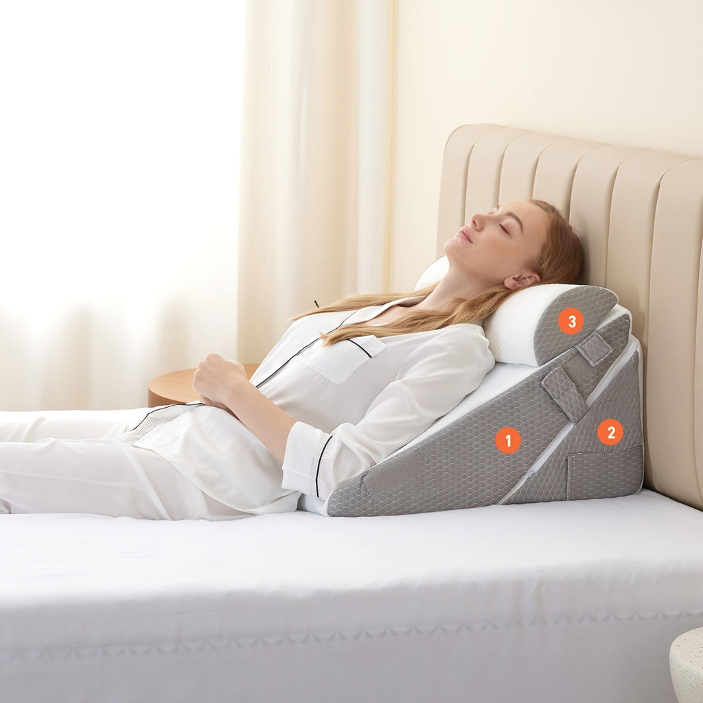 Coussin orthopédique réglable en coin RelaxPlus - Système de soutien en mousse à mémoire premium 7 en 1