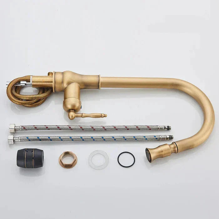 Robinet de Cuisine en Laiton Vintage | Bec Pivotant | Contrôle à Levier Unique | BrassArc