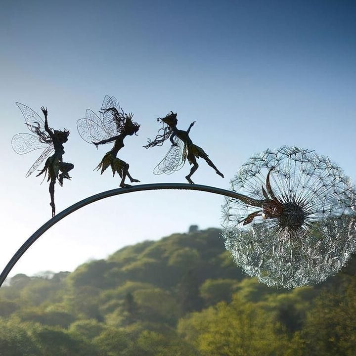 Jouet de jardin en acier inoxydable | Design de pissenlit en métal pour décoration de jardin | 68–82 cm jouet de jardin résistant aux intempéries
