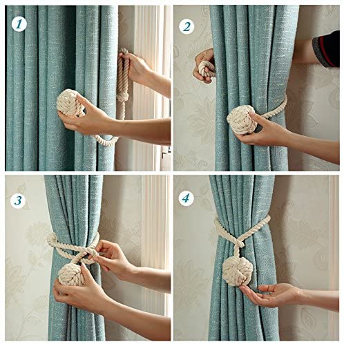 Supports de Rideaux en Macramé avec Bâton en Bois – Attaches en Coton Tissées à la Main pour un Style Boho Naturel | Sansoti