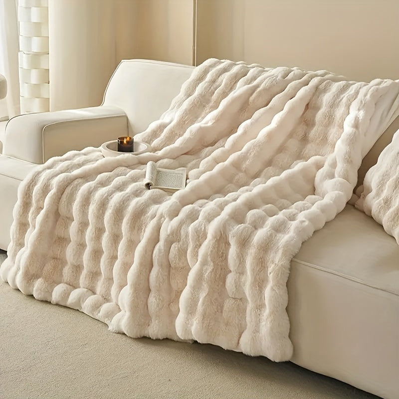 Couverture en Fleece à Bulles – Plaid Doux de Luxe pour un Confort Supplémentaire