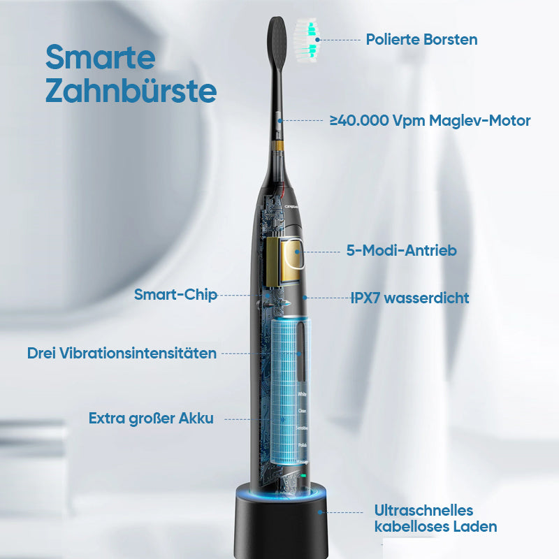 Skanto | Brosse à Dents Électrique Sonique | 6 Modes & Étanchéité IPX7 | Blanc, Noir, Rose