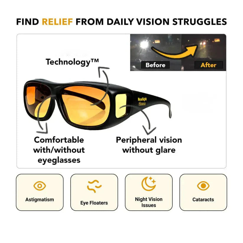 Lunettes de Phare - Lunettes de Conduite de Nuit pour une Vision Sans Éblouissement