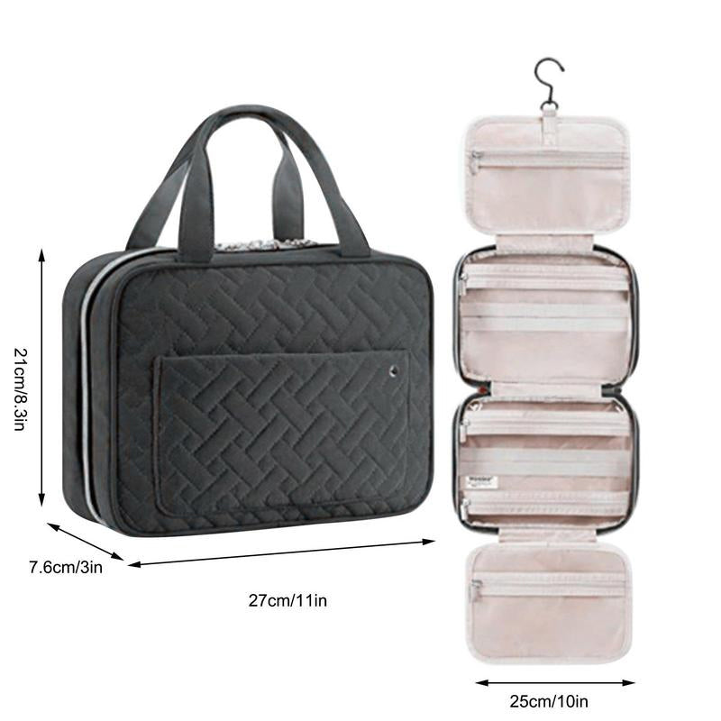 Travelique Organisateur de Voyage pour Cosmétiques | Compact & Résistant à l'eau | Avec 4 Compartiments & Crochet à 360° | Pour Femmes & Hommes