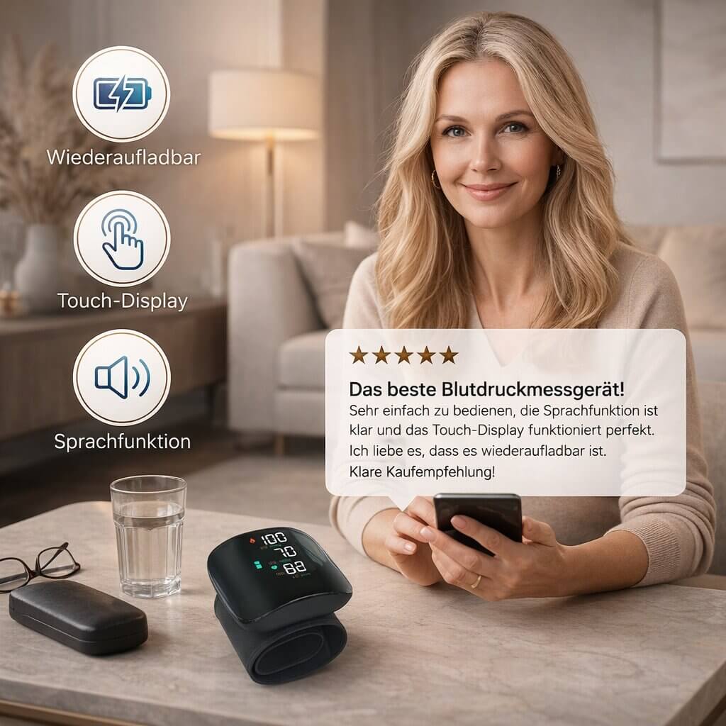 Moniteur de Pression Artérielle au Poignet | Dispositif Numérique Rechargeable