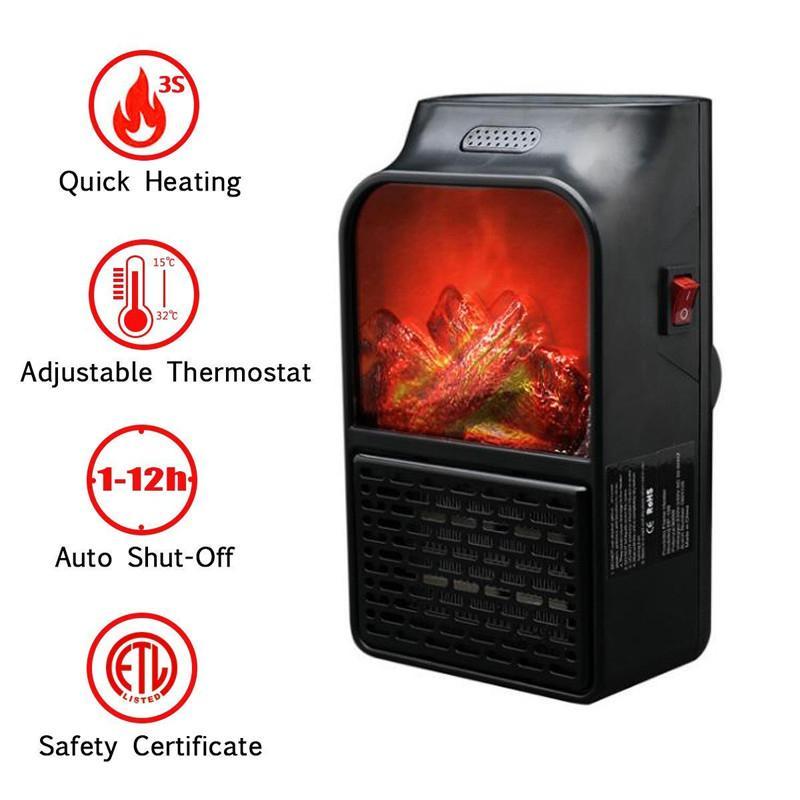Chauffage PTC mural 500W avec effet flamme – Chauffage électrique compact