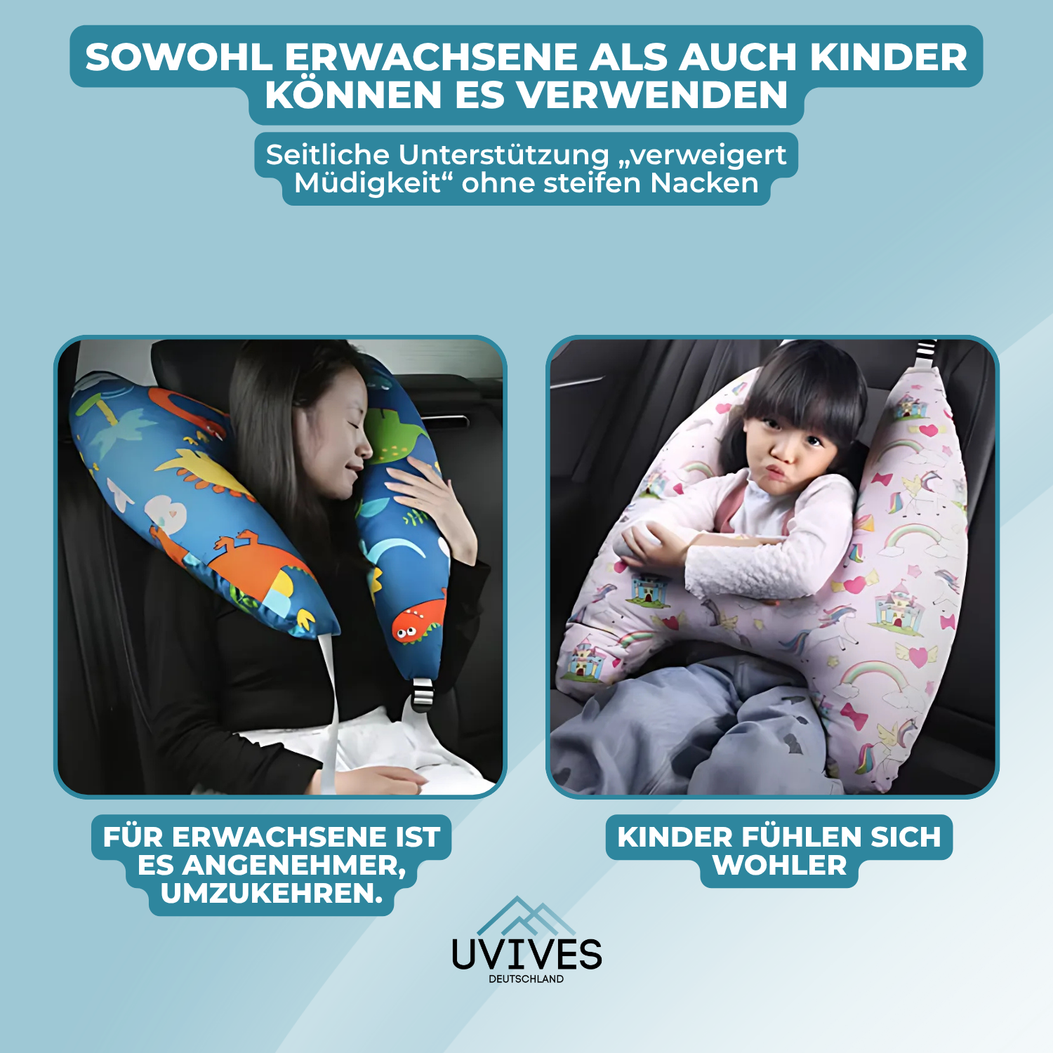 ComfortJourney - Coussin de voyage pour enfants à l'arrière de la voiture
