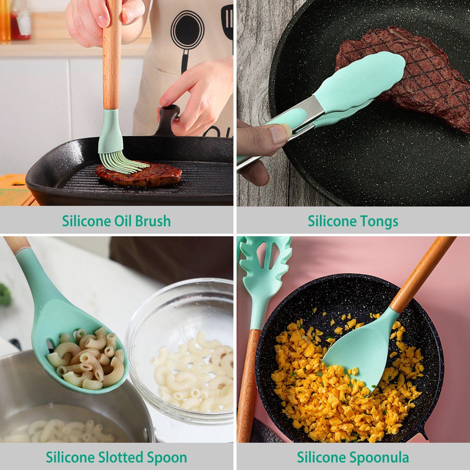 Skanto | Ensemble d'ustensiles de cuisine en silicone de 11 pièces
