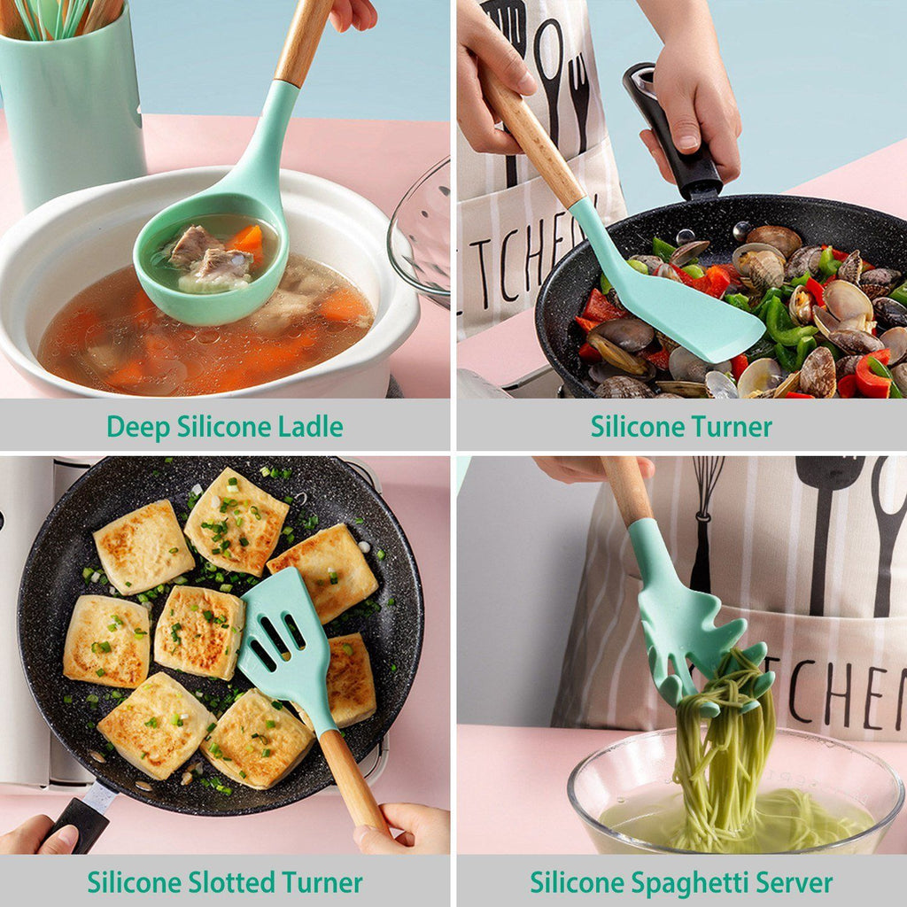 Skanto | Ensemble d'ustensiles de cuisine en silicone de 11 pièces