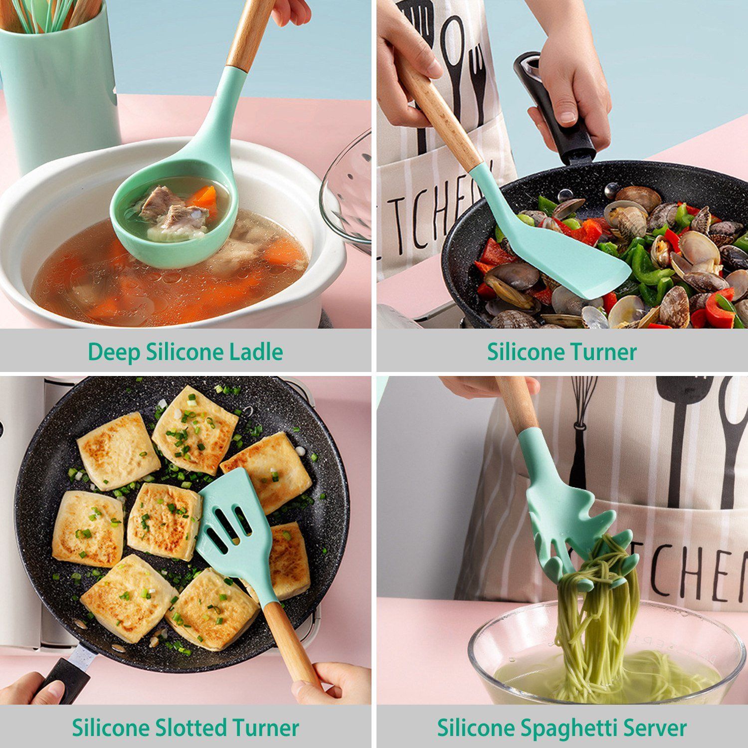 Skanto | Ensemble d'ustensiles de cuisine en silicone de 11 pièces