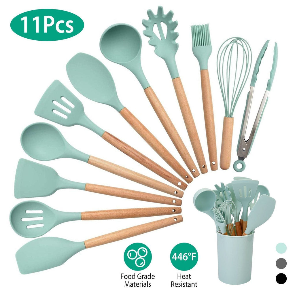 Skanto | Ensemble d'ustensiles de cuisine en silicone de 11 pièces