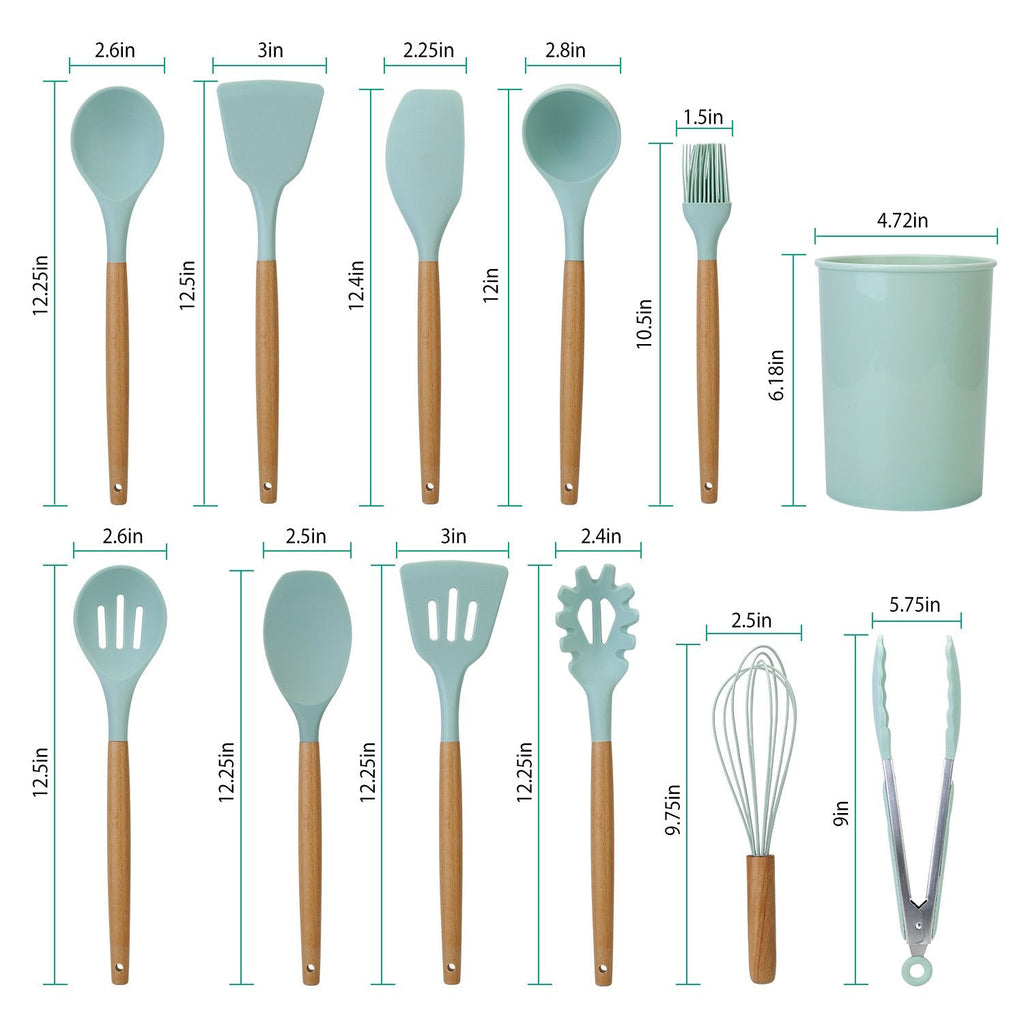 Skanto | Ensemble d'ustensiles de cuisine en silicone de 11 pièces
